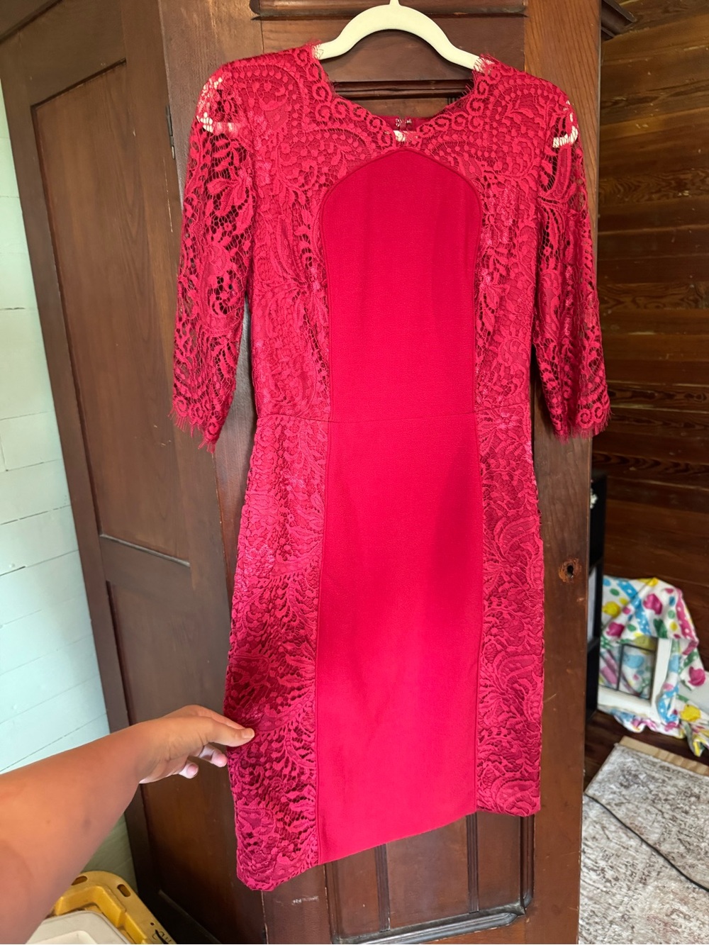 Antonio Melani Red Lace-Panel Women's Dress